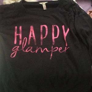 Long sleeve “Happy Glamper” lace T-shirt